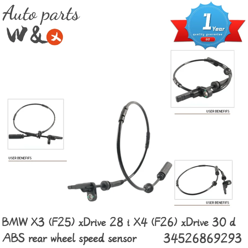 

ABS Rear Wheel Speed Sensor For BMW X3 (F25) xDrive 28i 30d 35d X4 (F26) xDrive 30d 20i 35i 34526869293 34526855050 34526788645