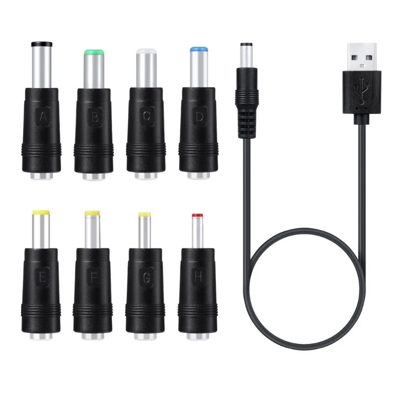 

5V USB to for Dc 5.5x2.1mm 3.5mm 4.0mm 4.8mm 6.4mm 5.5x2.5mm Plug Charging Cord Fit for Fan Speaker Router LED Lamp 8 in