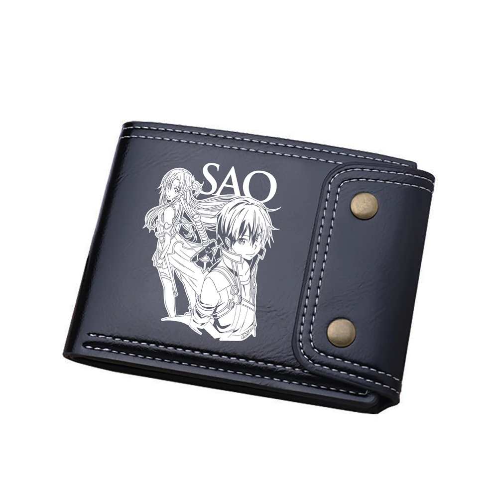 

Sword Art Online Anime Short Wallets SAO Cartoon Coins Purses Unisex Small Money Bags Pu Leather ID Card Holders Unisex Clutch