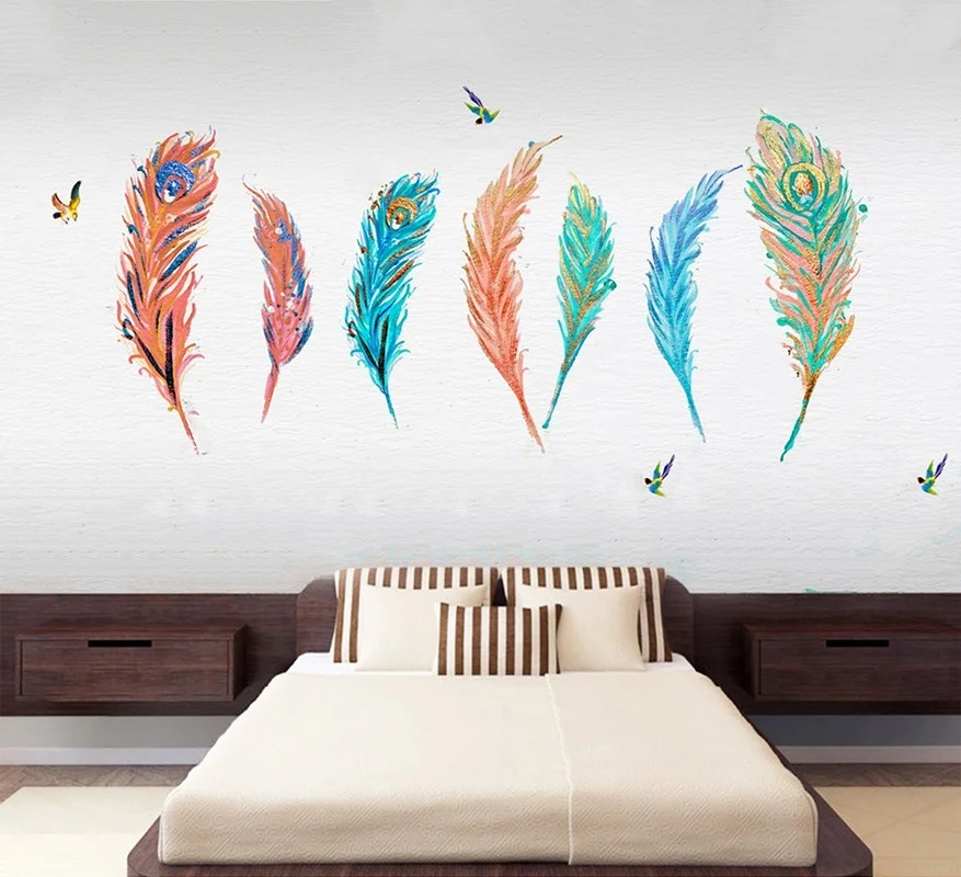 New Wall Stickers Gold Painted Oil Painting Creative Color Feather Living Room Bedroom Decoration
New Wall Stickers Gold Painted Oil Painting Creative Color Feather Living Room Bedroom Decoration