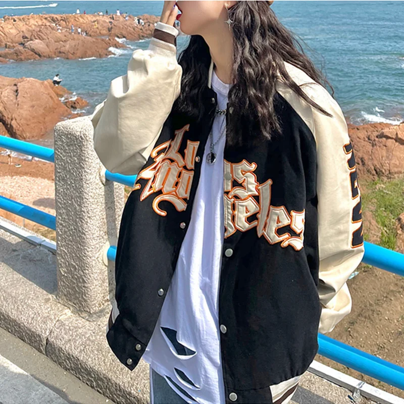 Embroidery Baseball Jacket Women Men Couple Unisex Coat Hip Hop Streetwear Patchwork PU Leather Oversize Varsity Bomber Jackets
Embroidery Baseball Jacket Women Men Couple Unisex Coat Hip Hop Streetwear Patchwork PU Leather Oversize Varsity Bomber Jackets