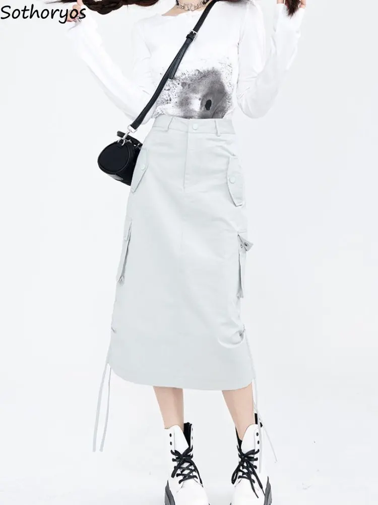 Cargo Skirts Women Simple Lace-up Fashion Korean Style All-match Mid-calf Leisure High Waist Spring Streetwear Design Chic Daily
Cargo Skirts Women Simple Lace-up Fashion Korean Style All-match Mid-calf Leisure High Waist Spring Streetwear Design Chic Daily