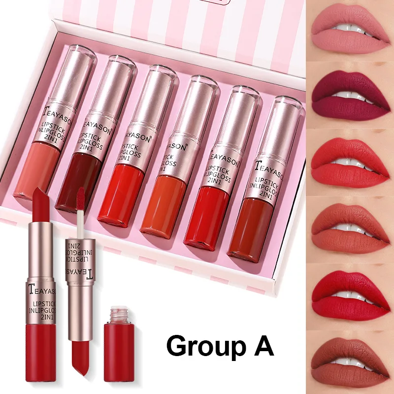 Double head non stick cup matte velvet matte lip gloss 2-in-1 bean paste 6 pack lipstick female lip glaze set
Double head non stick cup matte velvet matte lip gloss 2-in-1 bean paste 6 pack lipstick female lip glaze set