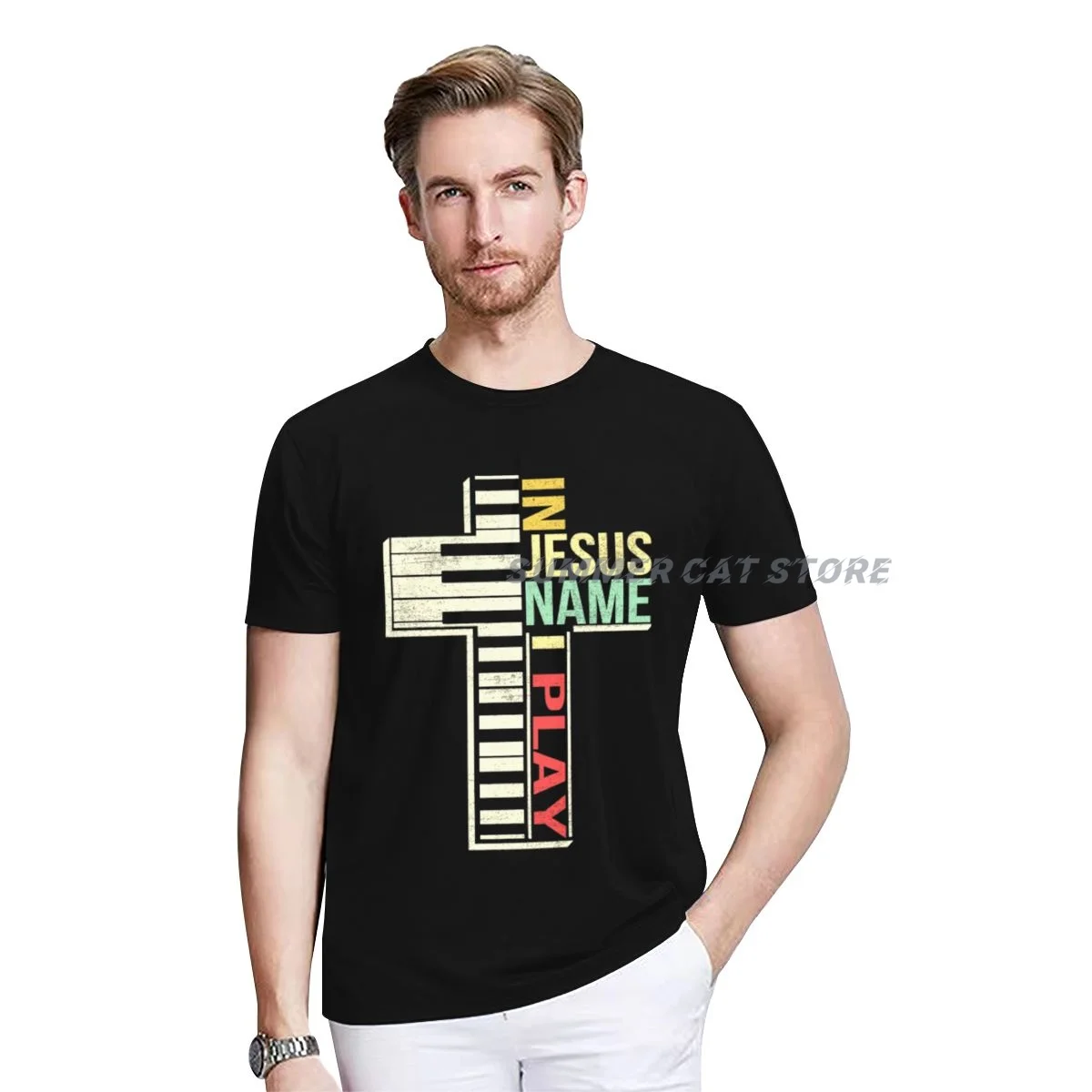 In Jesus Name I Play Piano Cross t-Shirt For Men women Short Sleeve Plain Casual Fashion Clothes
In Jesus Name I Play Piano Cross t-Shirt For Men women Short Sleeve Plain Casual Fashion Clothes