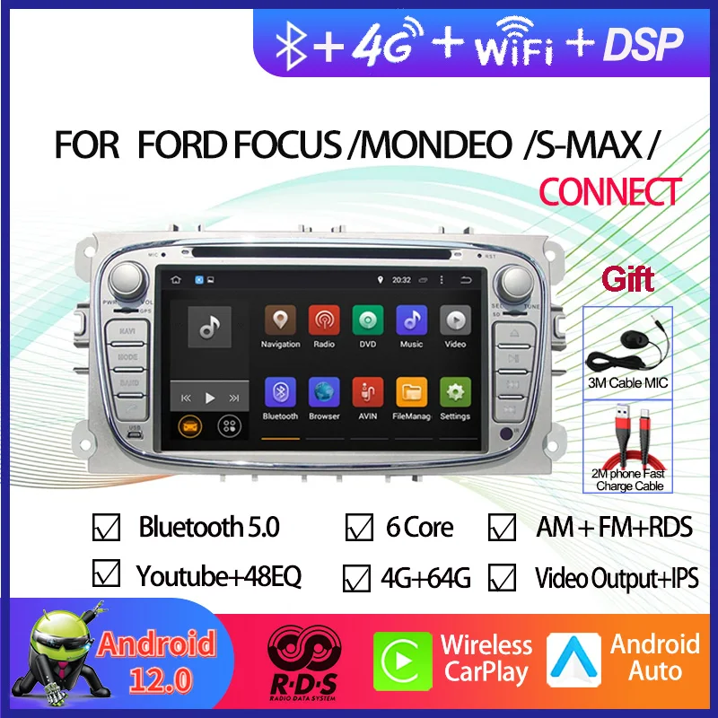 Android 12 Octa Core Car GPS Navigation For Ford Focus/Mondeo/S-max/Connect 2008-2011 Auto Radio Stereo Silver
Android 12 Octa Core Car GPS Navigation For Ford Focus/Mondeo/S-max/Connect 2008-2011 Auto Radio Stereo Silver