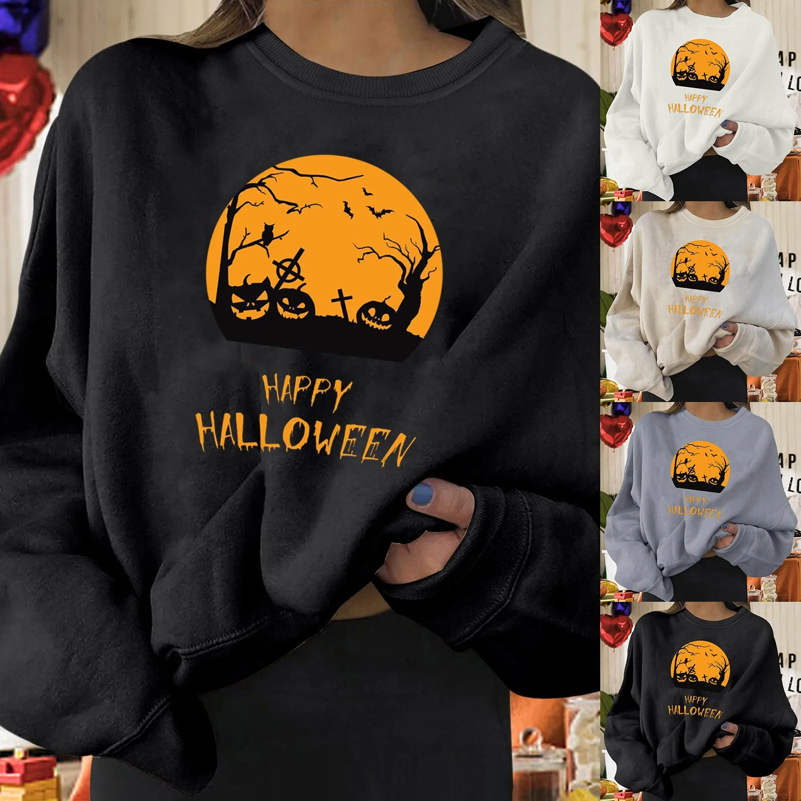 Womens Halloween Print Sweatshirt Long Pullover Letter Print O Neck Printing Long Sleeve Women Lined Sweater for Women
Womens Halloween Print Sweatshirt Long Pullover Letter Print O Neck Printing Long Sleeve Women Lined Sweater for Women