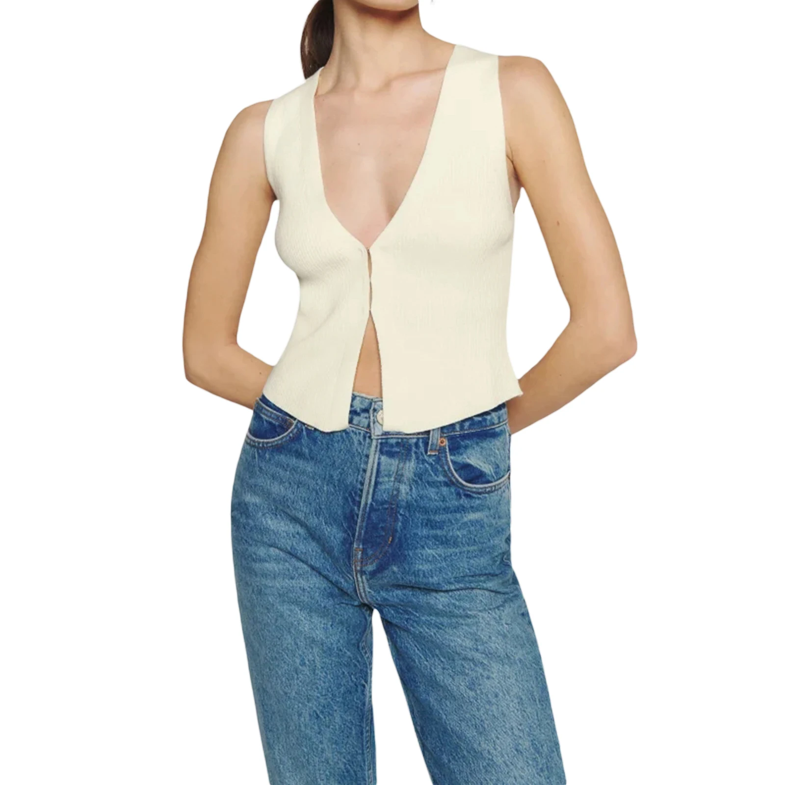 Women's Knit Sweater Vest Solid Color V-Neck Sleeveless Casual Trendy Summer Slim Fit Pullovers Tank Tops
Women's Knit Sweater Vest Solid Color V-Neck Sleeveless Casual Trendy Summer Slim Fit Pullovers Tank Tops