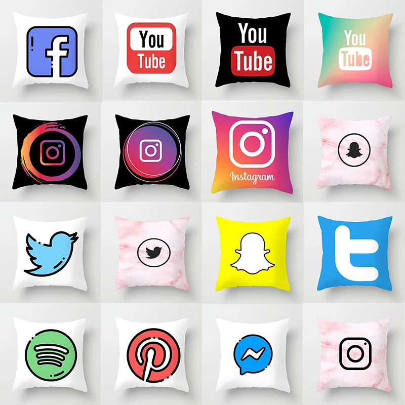 45x45cm Simple Logo Polyester Pillowcase Youtube Facebook Cushion Cover Square Geometric Instagram Waist Pillow Case Home Decor
45x45cm Simple Logo Polyester Pillowcase Youtube Facebook Cushion Cover Square Geometric Instagram Waist Pillow Case Home Decor