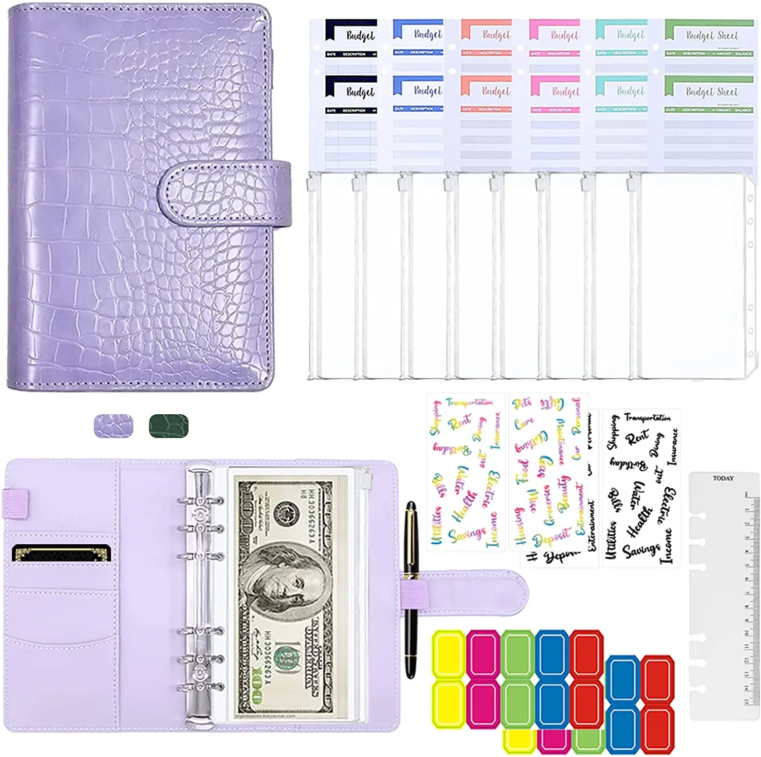 28Pcs Budget Binder with Zipper Envelopes, A6 PU Leather Budget Notebook for Daily Planner, Money Saving Binder with Envelopes
28Pcs Budget Binder with Zipper Envelopes, A6 PU Leather Budget Notebook for Daily Planner, Money Saving Binder with Envelopes