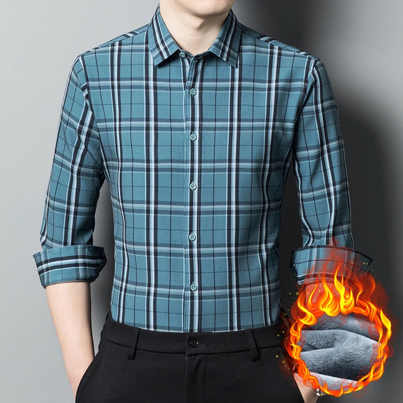 Winter Fleece Keep Warm Men Casual Classic Plaid Long Sleeve Shirt 2022 New Arrival Fashion Turn-down Collar Brand Clothing
Winter Fleece Keep Warm Men Casual Classic Plaid Long Sleeve Shirt 2022 New Arrival Fashion Turn-down Collar Brand Clothing