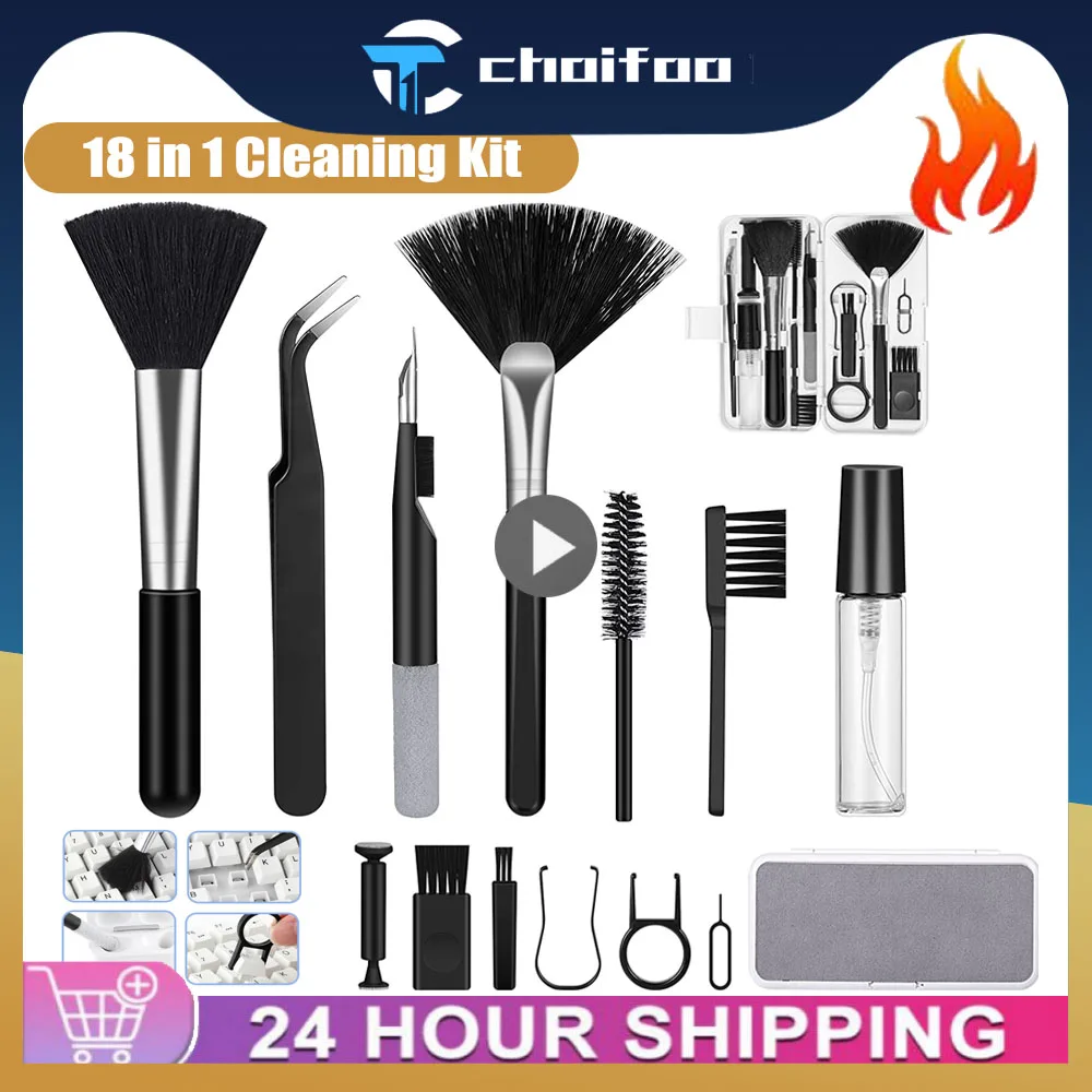 18-in-1 Computer Keyboard Cleaner Brush Kit Earphone Cleaning Pen For iPad Phone Screen Cleaning Tools Keycap Puller Holder
18-in-1 Computer Keyboard Cleaner Brush Kit Earphone Cleaning Pen For iPad Phone Screen Cleaning Tools Keycap Puller Holder