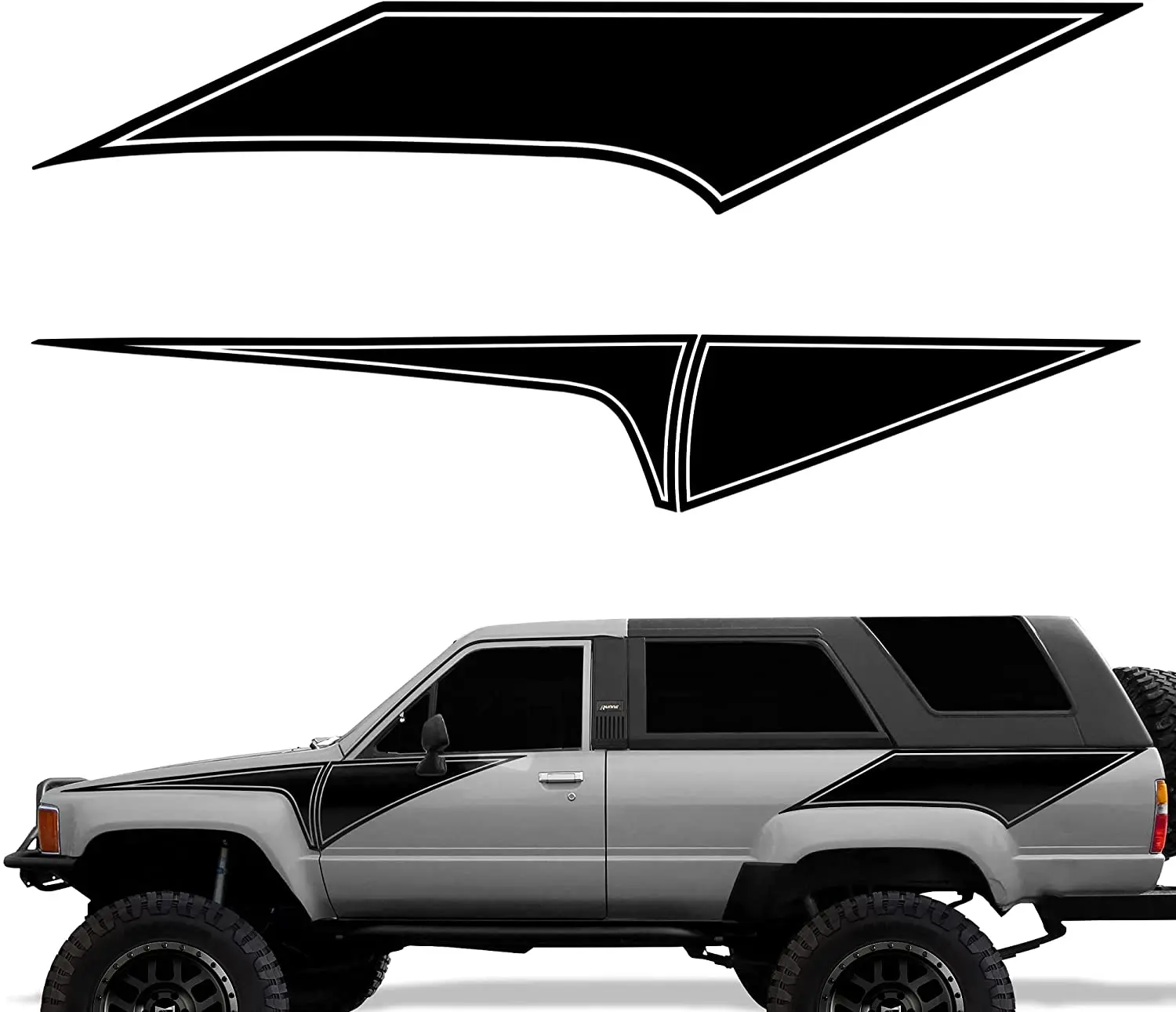

Factory Crafts Pin Stripes Side Graphics Kit 3M Vinyl Decal Wrap Compatible with Toyota 4Runner 1987-1988 - Matte Black