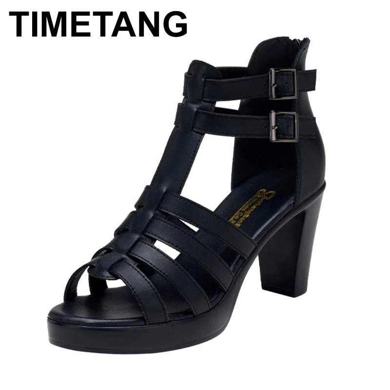 

Women's Heeled Sandals High Chunky Heel Fashion T-Strap Ankle Buckle Cutout Peep Toe Dance Platform Shoes For Women sandales