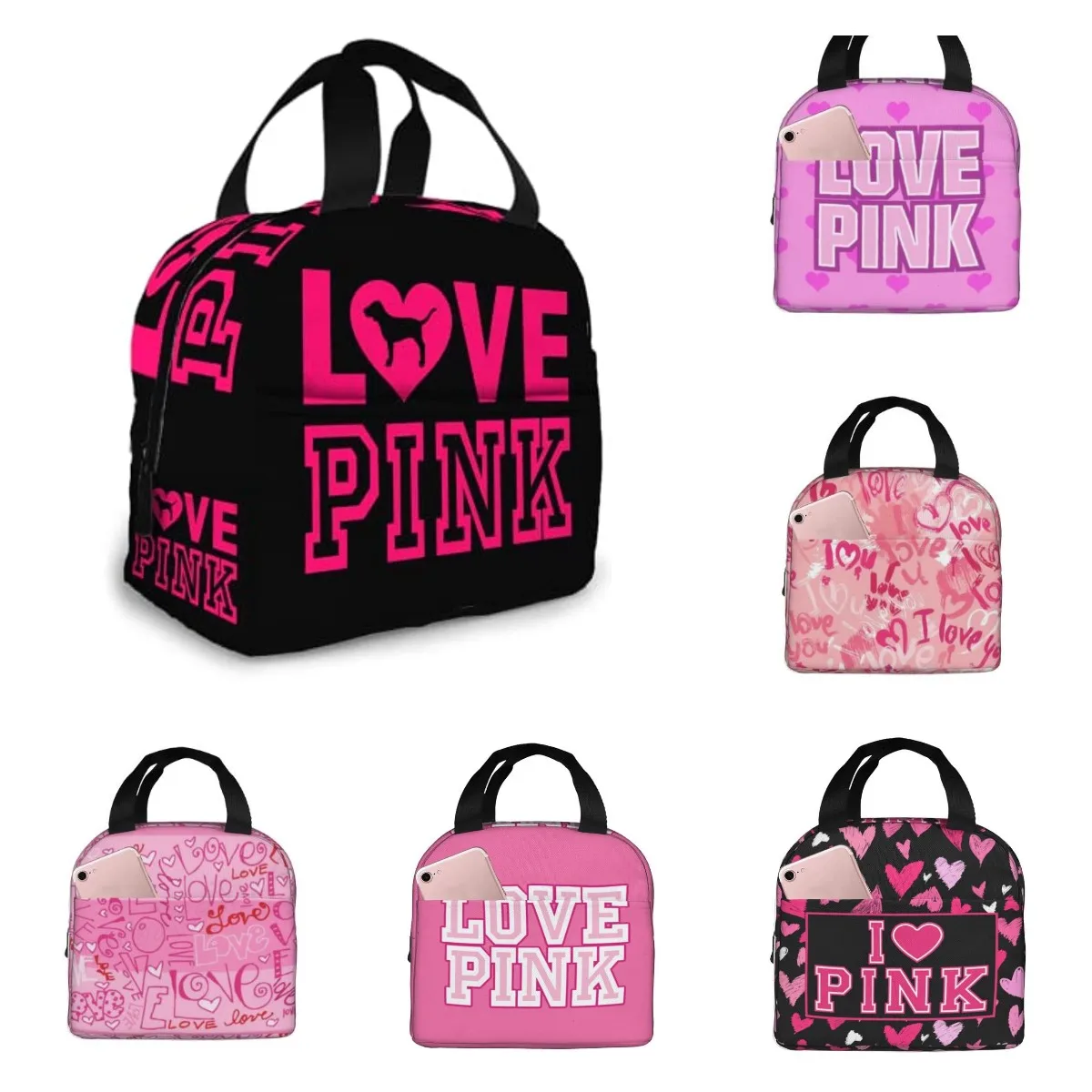 Love Pink Black Portable Insulated Lunch Bag Waterproof Tote Bento Bags Lunch Tote for Women Lunch Box for Work School Picnic
Love Pink Black Portable Insulated Lunch Bag Waterproof Tote Bento Bags Lunch Tote for Women Lunch Box for Work School Picnic