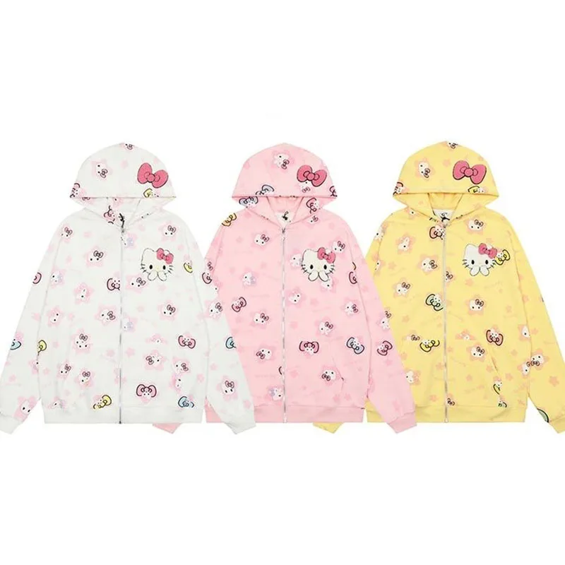 Новинка, милые толстовки с капюшоном Sanrio Hellokittys, пальто, кардиган с рисунком, весна-осень-зима, милая куртка с капюшоном, топы, подарок для девушек
Новинка, милые толстовки с капюшоном Sanrio Hellokittys, пальто, кардиган с рисунком, весна-осень-зима, милая куртка с капюшоном, топы, подарок для девушек