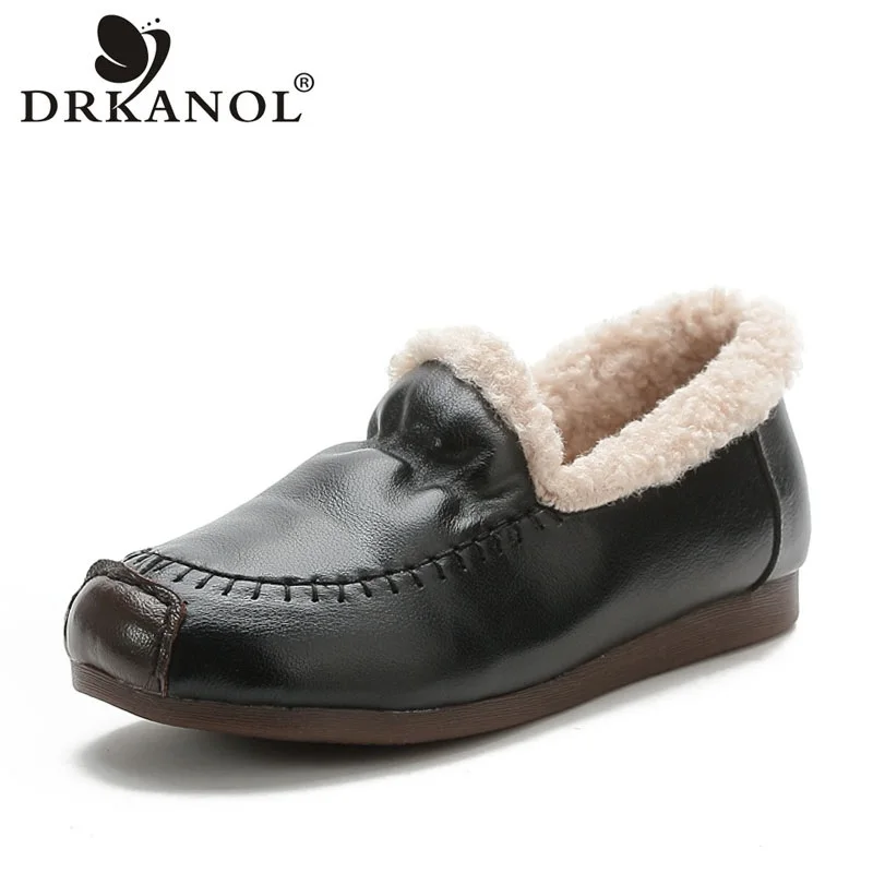 DRKANOL Handmade Sewing Autumn Winter Warm Shoes Women Slip-On Flat Fluffy Fur Casual Loafers Genuine Leather Cow-Muscle Loafers
DRKANOL Handmade Sewing Autumn Winter Warm Shoes Women Slip-On Flat Fluffy Fur Casual Loafers Genuine Leather Cow-Muscle Loafers