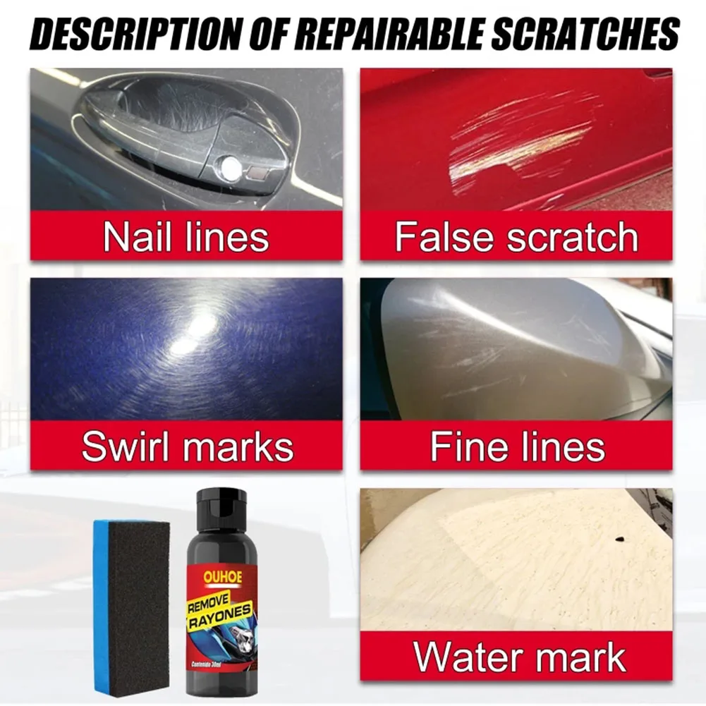 

30ML Car Scratch Remover Repair Compound Polishing Care Wax Universal Set 30ml + Sponge Wipe Removes Minor Scratches