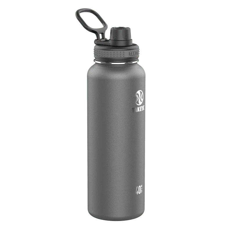 40 oz Graphite and Black Double Wall Vacuum Insulated Stainless Steel Water Bottle with Wide Mouth and Flip-Top Lid
40 oz Graphite and Black Double Wall Vacuum Insulated Stainless Steel Water Bottle with Wide Mouth and Flip-Top Lid