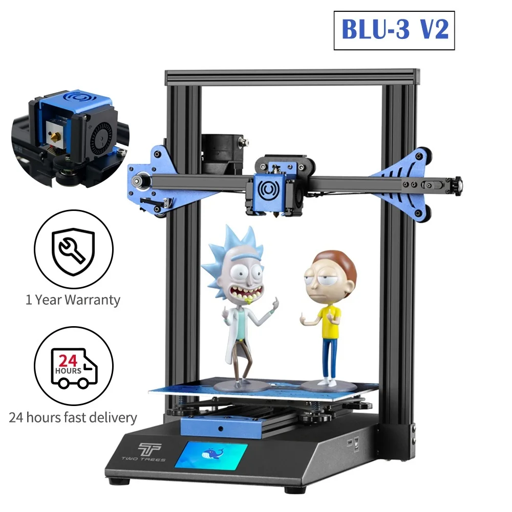 

2023 Blu-3, 3D-принтер Blu 3, набор для 3d-печати «сделай сам», бесшумный драйвер TMC2225, двойной привод, экструдер Prusa i3 Robin Nano, материнская плата