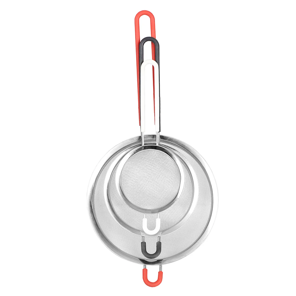 NONE Ultra Fine Mesh Stainless Steel Strainer Set with Rubber Handles, Multi-Colored
NONE Ultra Fine Mesh Stainless Steel Strainer Set with Rubber Handles, Multi-Colored