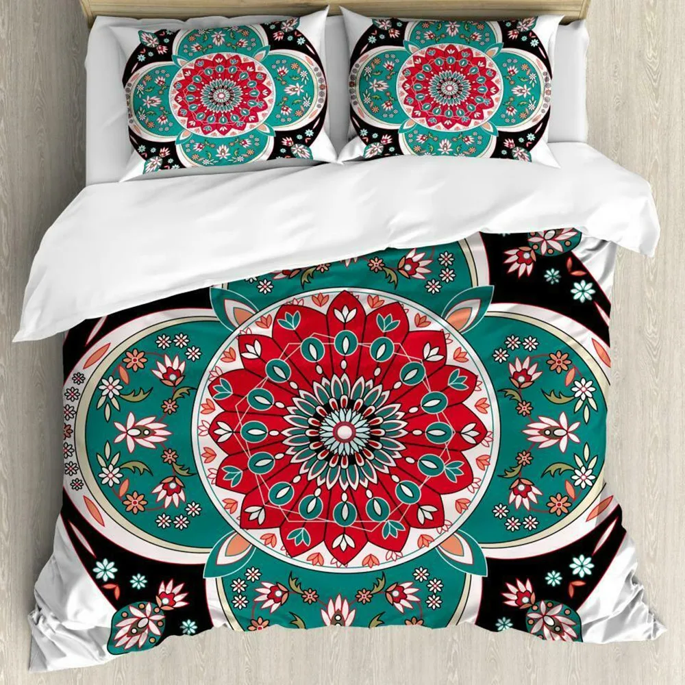 Mandala Duvet Cover Set Boho Lotus Flower Microcosm Motif Unique Retro Green Theme Double Queen King Size Polyester Qulit Cover
Mandala Duvet Cover Set Boho Lotus Flower Microcosm Motif Unique Retro Green Theme Double Queen King Size Polyester Qulit Cover