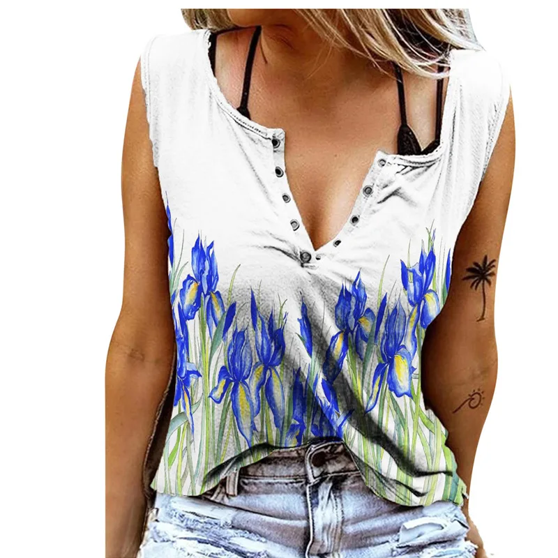2022 Summer New Fashion Woman T Shrit Sexy V Neck Sleeveless Women's Casual Tops High Street Slim Print Ladies T Shirt Basic 
2022 Summer New Fashion Woman T Shrit Sexy V Neck Sleeveless Women's Casual Tops High Street Slim Print Ladies T Shirt Basic
