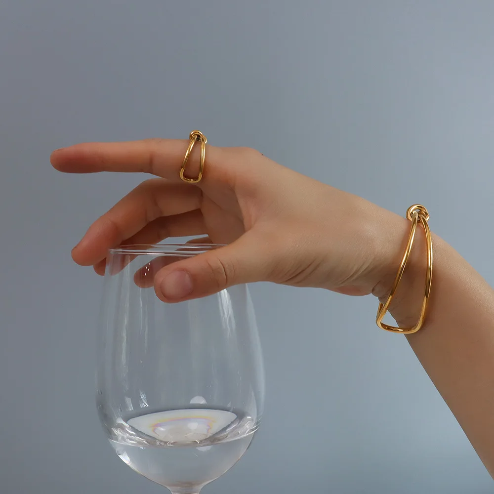Fashion Simple Double Layer Twisted Open Ring Bracelet Set Stainless Steel Women'S Accessories Party Gift
Fashion Simple Double Layer Twisted Open Ring Bracelet Set Stainless Steel Women'S Accessories Party Gift