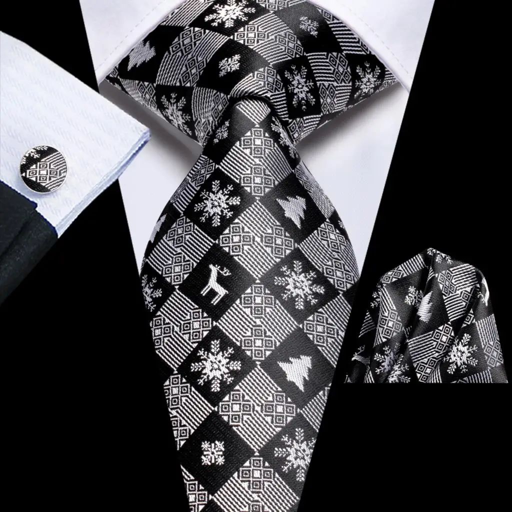 Black White Plaid Silk Christmas Tie For Men Gift Mens Necktie Handky Cufflink Set Fashion Party Dropshiping Hi-Tie Designer
Black White Plaid Silk Christmas Tie For Men Gift Mens Necktie Handky Cufflink Set Fashion Party Dropshiping Hi-Tie Designer