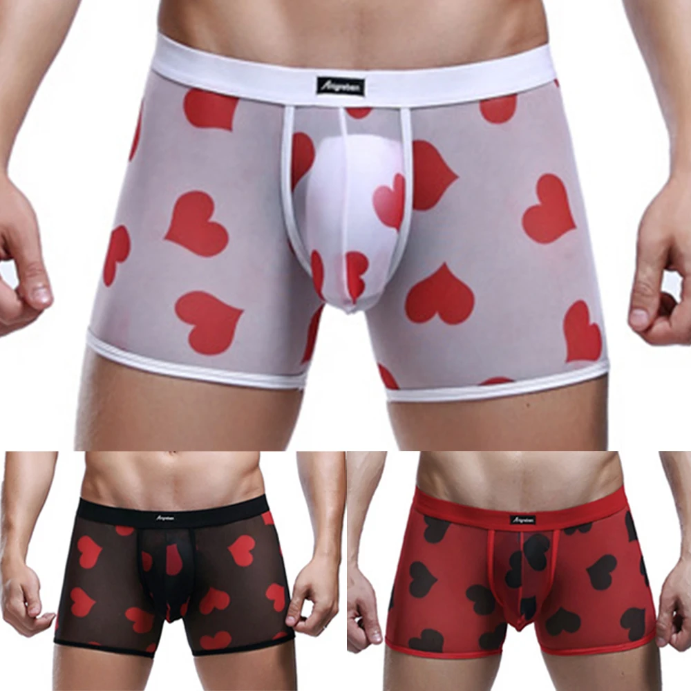 Men's Panties Mens Heart Print Boxers Mesh See Through Shorts Pouch Bulge Underpants Male Loose Boxer Lingerie Underwear 2022
Men's Panties Mens Heart Print Boxers Mesh See Through Shorts Pouch Bulge Underpants Male Loose Boxer Lingerie Underwear 2022