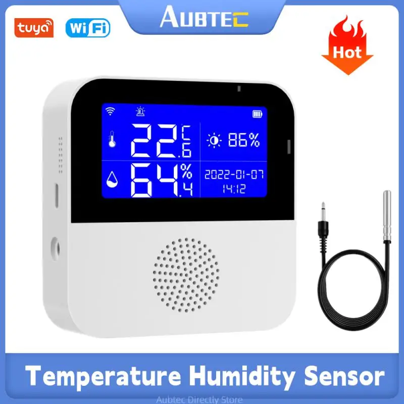Умный датчик температуры и влажности Wi-Fi Tuya, датчик с точным обнаружением и контролем температуры для умного дома, работает с Alexa Google
Умный датчик температуры и влажности Wi-Fi Tuya, датчик с точным обнаружением и контролем температуры для умного дома, работает с Alexa Google