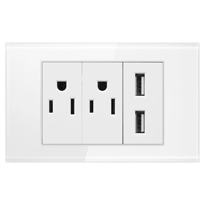 US Wall socket 5V 2USB 2.1A fast charging port Tempered glass panel AC100V 240V home electrical appliances plug socket
US Wall socket 5V 2USB 2.1A fast charging port Tempered glass panel AC100V 240V home electrical appliances plug socket