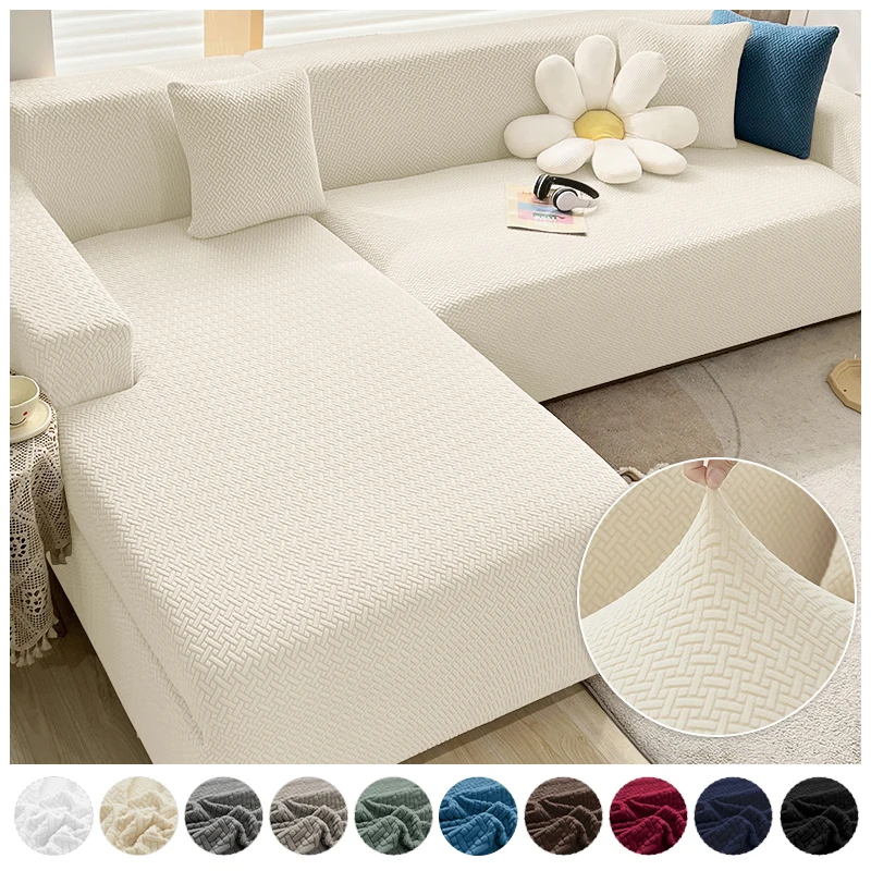 

LEVIVEl Solid Corner Sofa Cover Elastic Polar Fleece Fabric Couch Slipcover Protector For Living Room Home L Shape 1/2/3/4 Seats