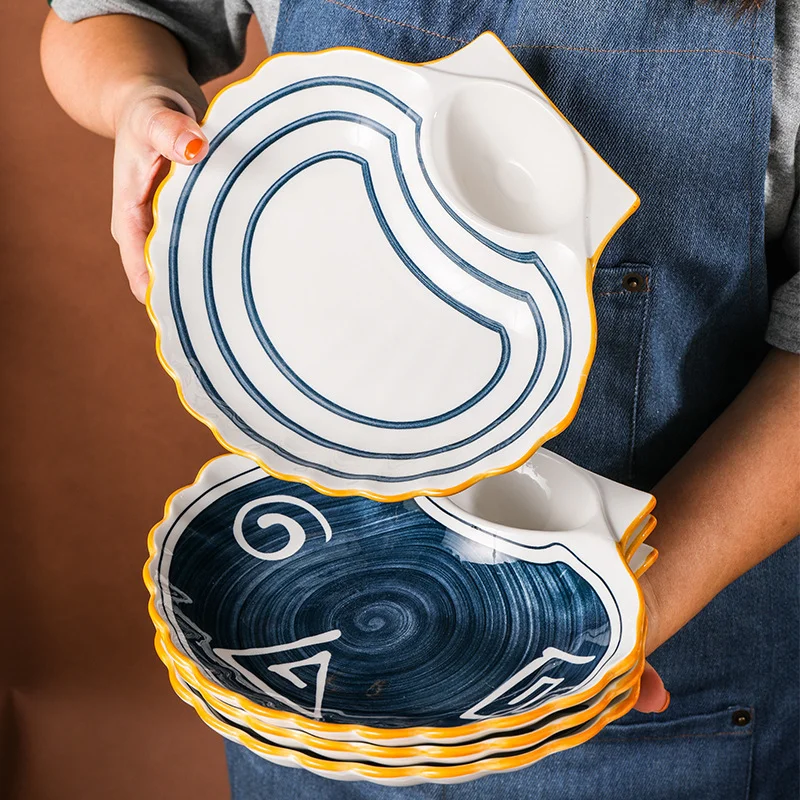 Ceramic Snack Plate Japanese Creativity Dumpling Chips Dish Porcelain Tableware Shell Shaped Breakfast Plate Kitchen Supplies
Ceramic Snack Plate Japanese Creativity Dumpling Chips Dish Porcelain Tableware Shell Shaped Breakfast Plate Kitchen Supplies