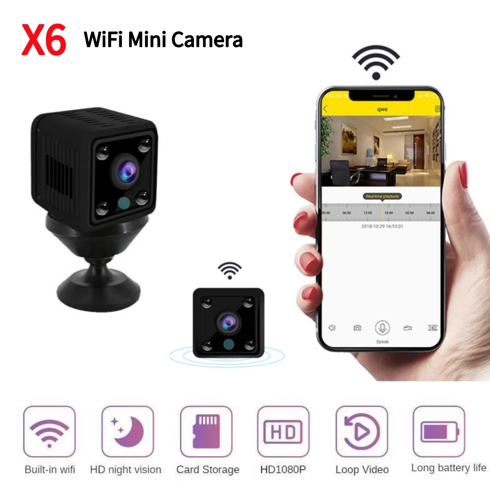 X6 WiFi Mini Camera HD 1080P Wireless Micro Surveillance Tiny Cams Video Recorder Night Vision Smart Home Video Remote Alarm
X6 WiFi Mini Camera HD 1080P Wireless Micro Surveillance Tiny Cams Video Recorder Night Vision Smart Home Video Remote Alarm