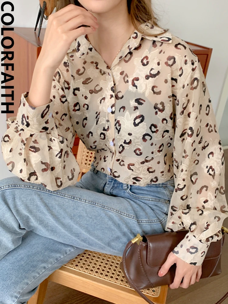 Colorfaith New 2022 Vintage Korean Fashion Leopard Chiffon Elegant Transparent Women Spring Summer Blouses Shirts Tops BL6021
Colorfaith New 2022 Vintage Korean Fashion Leopard Chiffon Elegant Transparent Women Spring Summer Blouses Shirts Tops BL6021