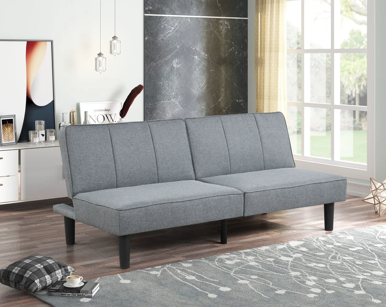 

Mainstays Studio Futon, Gray Linen Upholstery sofa set sofas for living room luxury sofa