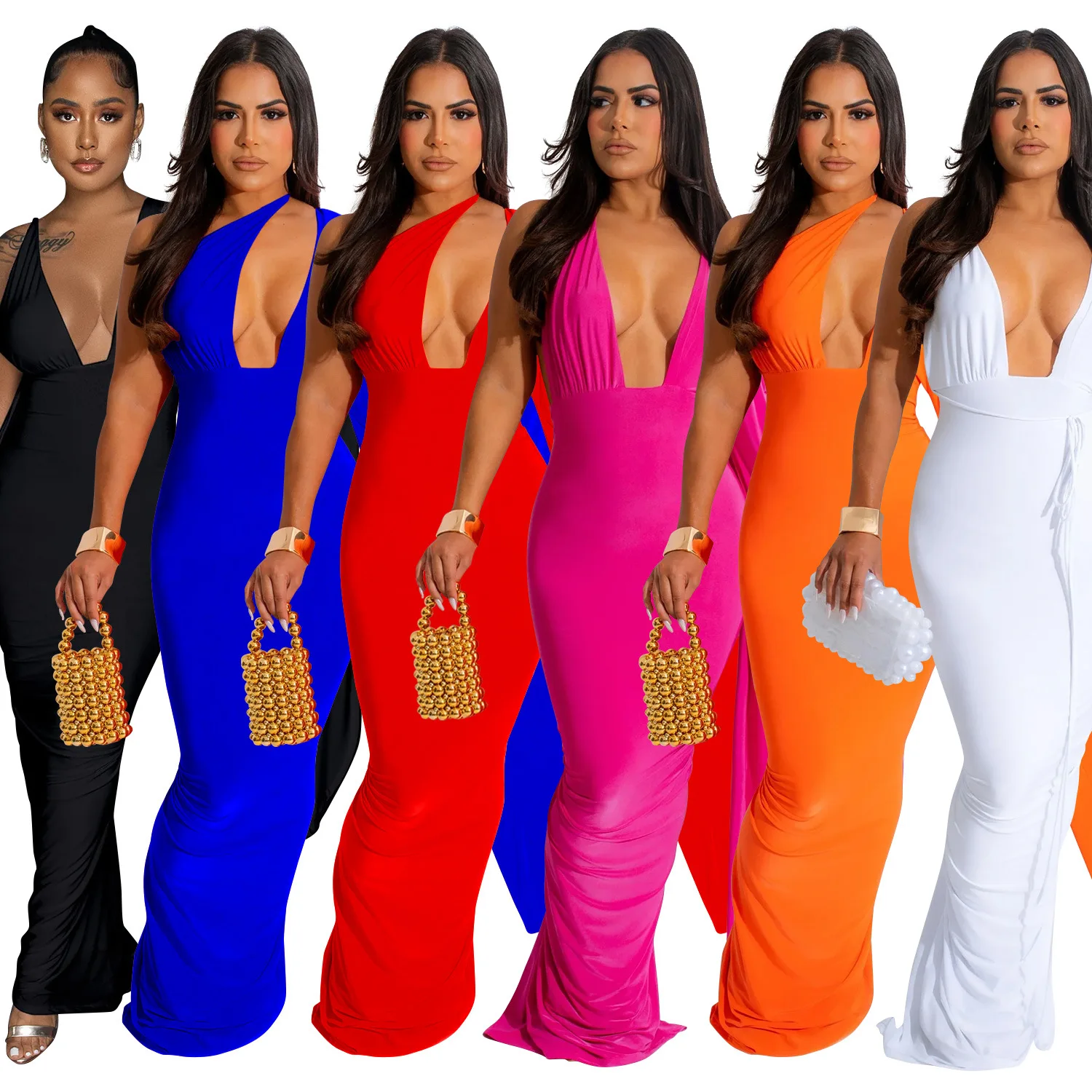 EINYOO Women's One Shoulder Sleeves Deep V-Neck Bodycons Prom Evening Party Formal Occasion Pleated Long Dresses Traf Zevity Y2K
EINYOO Women's One Shoulder Sleeves Deep V-Neck Bodycons Prom Evening Party Formal Occasion Pleated Long Dresses Traf Zevity Y2K