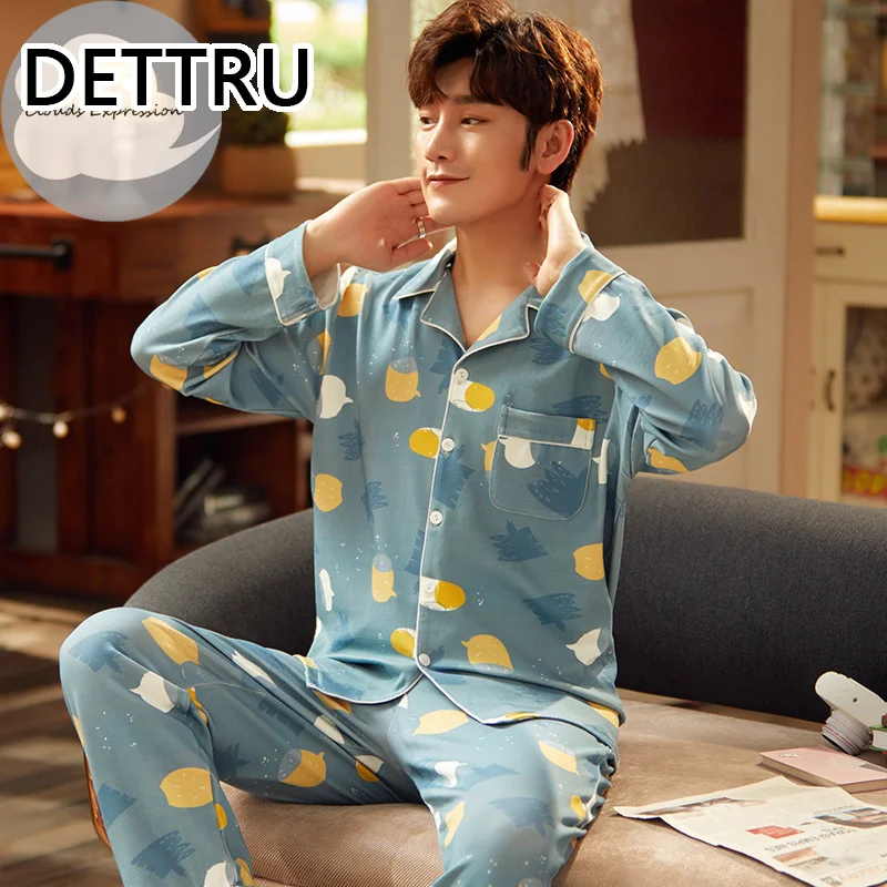 Knitted Cotton Cartoon Men Pyjamas Striped Pajamas Set Casual Male Sleepwear Pyjama Night Pijamas 3XL Homewear Spring Autumn
Knitted Cotton Cartoon Men Pyjamas Striped Pajamas Set Casual Male Sleepwear Pyjama Night Pijamas 3XL Homewear Spring Autumn