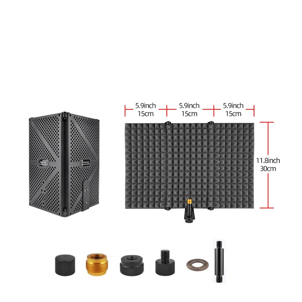 Foldable 3 Panel Microphone Microphone Windscreen Professional Microphone Isolation Shield Wind Screen For Studio Recording
Foldable 3 Panel Microphone Microphone Windscreen Professional Microphone Isolation Shield Wind Screen For Studio Recording