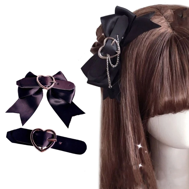 

Gothic Bowknot Shape Hair Clip Halloween Party Headwear for Woman Girls Taking Photo Ponytail Bangs Non-slip Hairpin Dropship