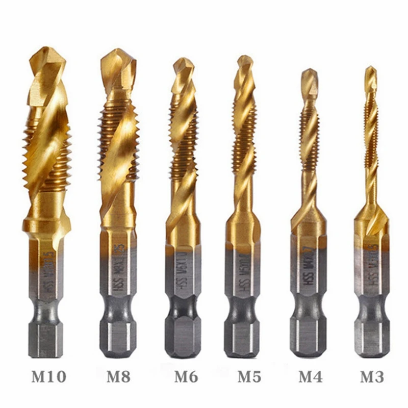 Tap Drill Bit Hex Shank Titanium Plated HSS Screw Thread Bit Screw Machine Compound Tap M3 M4 M5 M6 M8M10 Hand Woodworking Tools
Tap Drill Bit Hex Shank Titanium Plated HSS Screw Thread Bit Screw Machine Compound Tap M3 M4 M5 M6 M8M10 Hand Woodworking Tools