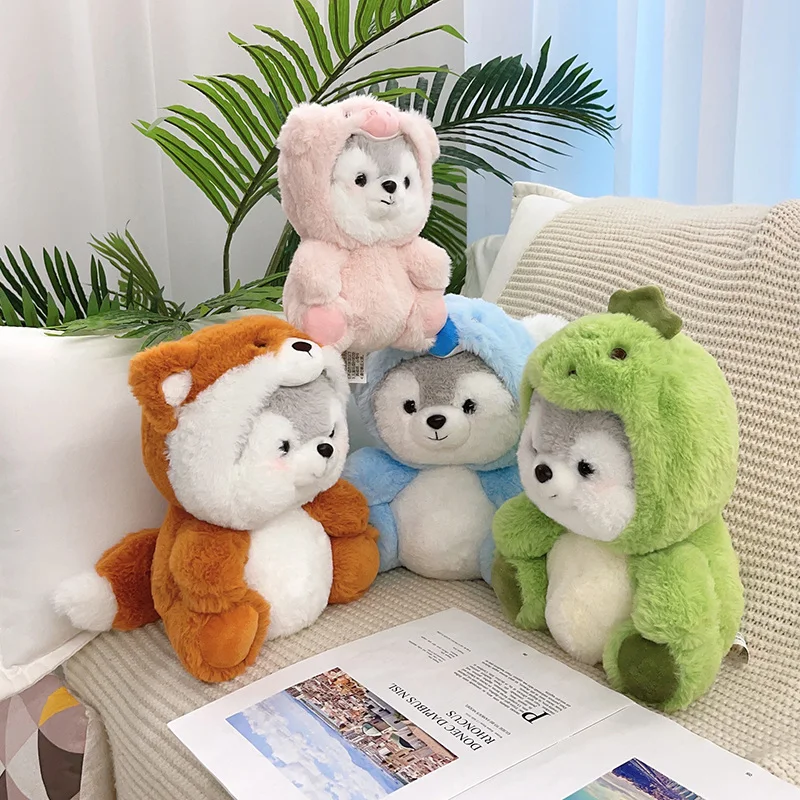 

20cm Kawaii Dog Anime Cosplay Dinosaur Pig Kaola Husky Doll Plush Toy Stuffed Soft Creative Animal Dog Pillow Toys for Kids