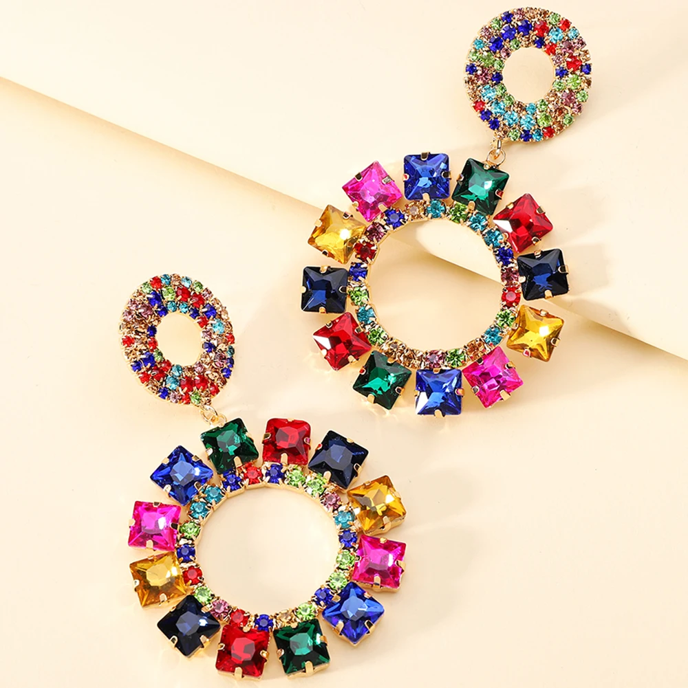 Bohemian Fashion Colorful Crystal Round Big Dangle Earrings For Women 2022 Trend Luxury Design Holiday Pendant Modern Jewelry
Bohemian Fashion Colorful Crystal Round Big Dangle Earrings For Women 2022 Trend Luxury Design Holiday Pendant Modern Jewelry