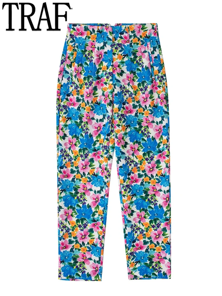 TRAF Blue Floral Pants For Women Printed High Waist Office Wear Casual Pants Woman 2022 Streetwear Pants Shinny Summer Trousers
TRAF Blue Floral Pants For Women Printed High Waist Office Wear Casual Pants Woman 2022 Streetwear Pants Shinny Summer Trousers