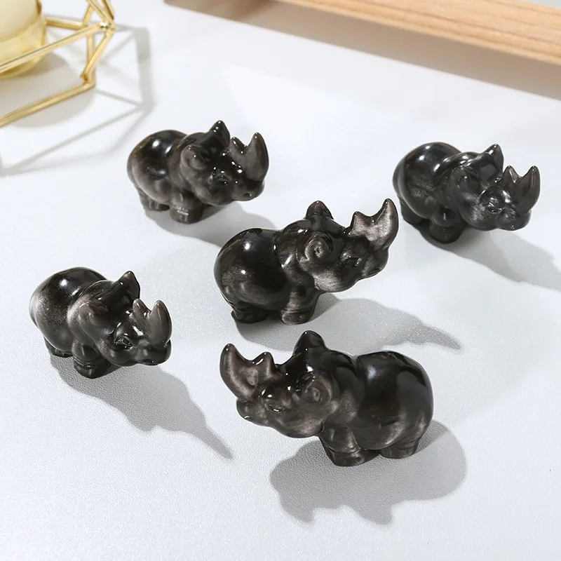 Natural Crystal Obsidian Rhino Stone Carving Animal Figurines Office Study Desktop Decoration Gifts Wholesale Rough Stone Crafts
Natural Crystal Obsidian Rhino Stone Carving Animal Figurines Office Study Desktop Decoration Gifts Wholesale Rough Stone Crafts