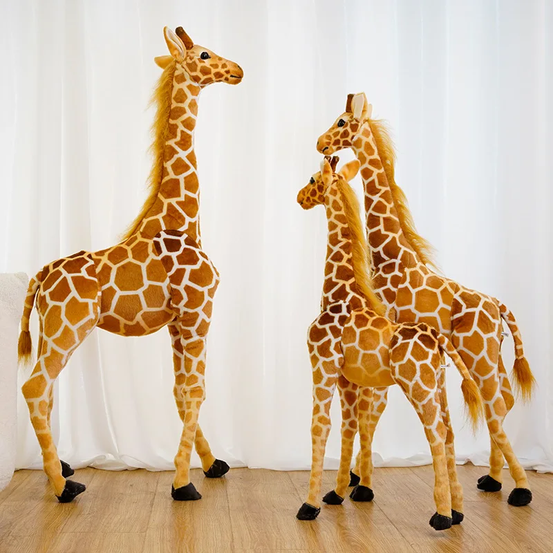 

120cm Giant Simulation Giraffe Plush Toy Large Size Lifelike Standing Stuffed Animal Plushies Pillow Dolls Soft Kids Toys