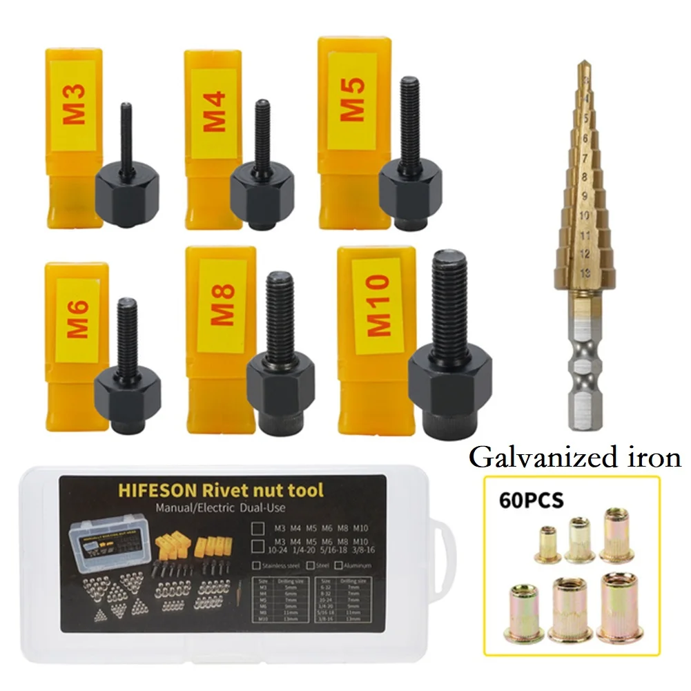 68PCS Rivet Nut Tool Set Hand Rivet Nut Tool Simple Installation Manual Riveter Tool Accessory M3/ M4/ M5 /M6/ M8/ M10 New Rivet
68PCS Rivet Nut Tool Set Hand Rivet Nut Tool Simple Installation Manual Riveter Tool Accessory M3/ M4/ M5 /M6/ M8/ M10 New Rivet
