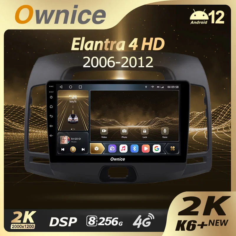Ownice K6+ 2K для Hyundai Elantra 4 HD 2006-2012 Автомобильный радиоприемник Навигация Видео Стерео