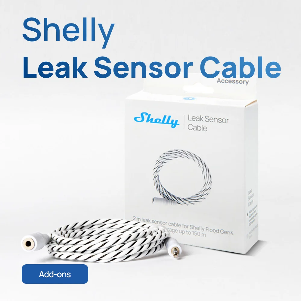 Кабель для датчика протечек Shelly: расширьте возможности вашего комплекта Shelly Flood Gen4 с помощью кабеля для датчика протечек. Расширьте охват покрытия Shelly Flood Gen4
Кабель для датчика протечек Shelly: расширьте возможности вашего комплекта Shelly Flood Gen4 с помощью кабеля для датчика протечек. Расширьте охват покрытия Shelly Flood Gen4
