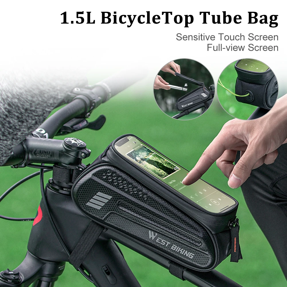 New 1.5L Waterproof Bicycle Bag Large Capacity Front Tube Bag Touchscreen Phone Case Holder For 7 Inch Phone Cycling Accessories
New 1.5L Waterproof Bicycle Bag Large Capacity Front Tube Bag Touchscreen Phone Case Holder For 7 Inch Phone Cycling Accessories